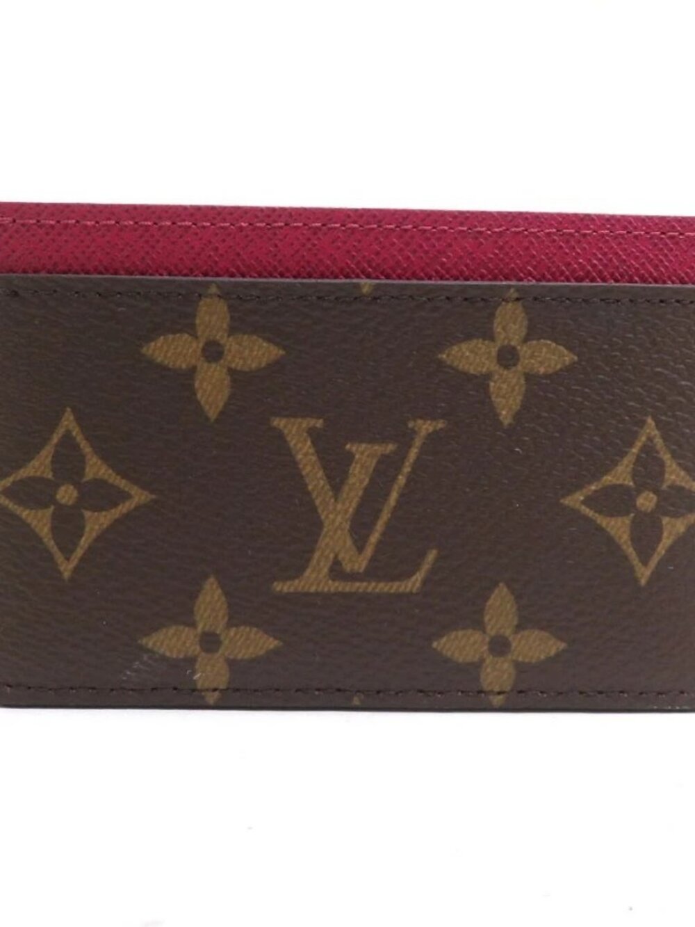 LOUIS VUITTON Monogram Card Case Holder Brown/Fuchsia M60703